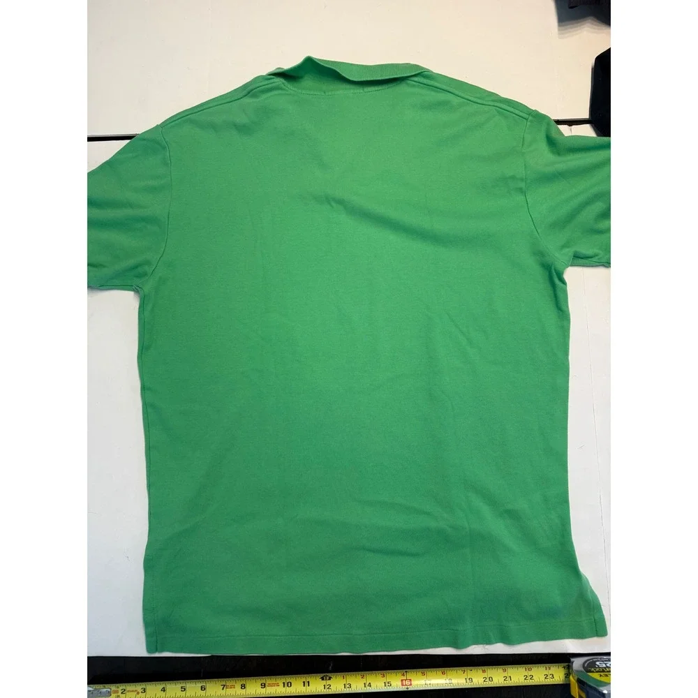 Polo Ralph Lauren Mens Green Cotton Pique Short Sleeve Polo Shirt Yellow Pony L